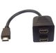 PremiumCord HDMI Splitter 1-2, vergulde contacten, HDMI-stekker op 2x HDMI-aansluiting - voor Full HD 1080p, 3D, kabellengte 30cm, zwart