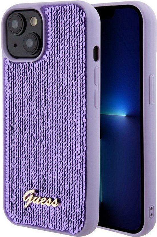 Guess Sequins Script Logo Back Case - Apple iPhone 15 Plus (6.7") - Purple