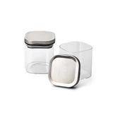 Wintem Set van 2 blikjes van borosilicaatglas, 10 x 10 x 10 cm, 700 ml, bestand tegen extreme temperaturen van -20 °C tot +150 °C, deksel van roestvrij staal en luchtdichte sluiting van siliconen