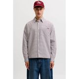 JACK & JONES ORIGINALS chocolate truffle geruite oxford overhemd met borduursels