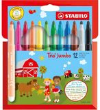 STABILO Trio Jumbo Viltstift Etui met 12 kleuren