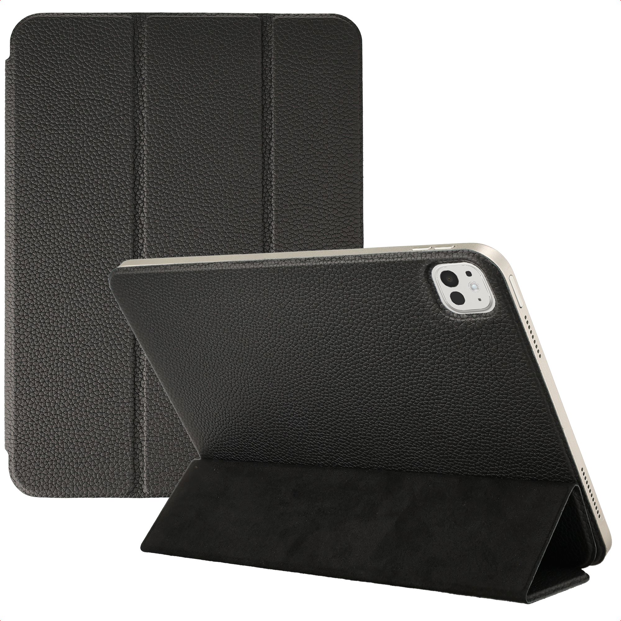 Accezz Leather Trifold Bookcase Apple iPad Pro 13 (2025) M5 / (2024) M4 - Zwart