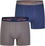 Happy Shorts Boxer Jersey Mannen Effen grey/navy 2 stuk(s)
