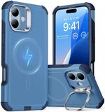 ESR Cyber Armor HaloLock Hoesje Geschikt voor Apple iPhone 16 - Compatibel met MagSafe - Back Cover met Standaard Blauw