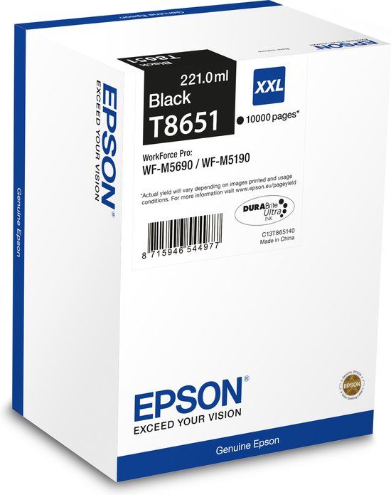 Epson C13T865140 Black Ink Cartridge - 10,000 Page Yield