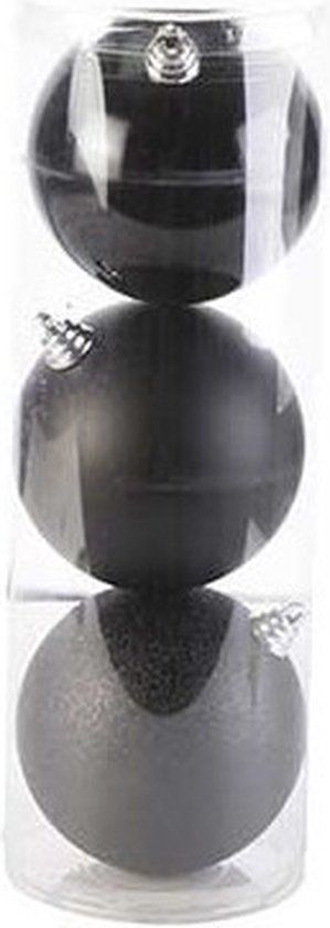 Cosy&Trendy 3x Black Christmas Balls 15cm - Matte/Glossy/Glitter - Plastic