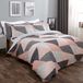 Dreamscene Geometrisch dekbedovertrek met kussenslopen getextureerd Scandi roze en grijs beddengoedset, blush roze - tweepersoons maat