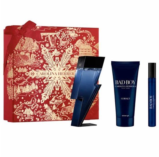 Carolina Herrera Bad Boy Cobalt Giftset - 100 ml eau de parfum spray + 10 ml eau de parfum spray + 100 ml showergel