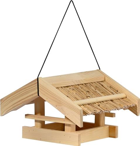 dobar Klassiek vogelhuis "Torshavn" met rieten dak - 30 x 28 x 20 cm