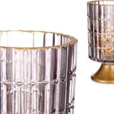 Gift Decor Led-lantaarn Metaal Grijs Gouden Glas (10,7 x 18 x 10,7 cm)