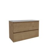 Saniclass Badkamermeubelset - 100x45x62cm - Vygo keramische wastafel - mat eiken natural