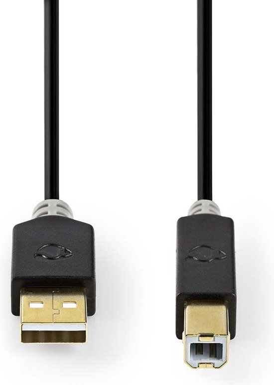 Nedis USB-kabel - USB 2.0 - USB-A Male - USB-B Male - 2m - Antraciet
