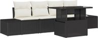 vidaXL Bankstel Zwart en Crème polyrattan