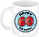 Bellatio Decorations Verjaardag cadeau mok - 60 jaar - blauw - gestreept - 300 ml - keramiek