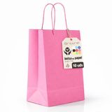 Papieren OFITURIA Papieren zakken met handvat, roze, M, 10 stuks, robuuste en recyclebare cadeauzakken en winkelzakken (24 x 11 x 32 cm, roze)