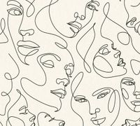 A.S. Création LIJNTEKENING BEHANG | Gezichten - Wit Zwart