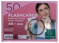 Exacompta - 19 verpakkingen van 50 Flashcards in folie en ring - Geperforeerde bristol dots - revisiekaarten - 148 x 105 mm DIN A6 - roze kleur