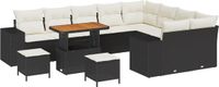 vidaXL Tuinbank Set 12-delig Zwart Polyrattan