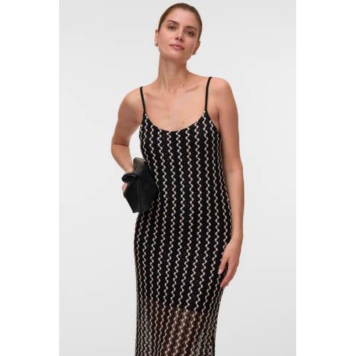 VERO MODA VMKINEA S/L ANKLE DRESS JRS BTQ Dames Maxi jurk L Zwart Gestreept Polyester/Katoen