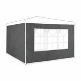 Relaxdays Partytent Zijwand, Set van 2, Met Raam, 2 x 3 m, Waterdicht, Zijkant Feesttent of Paviljoen, Kunststof, Grijs