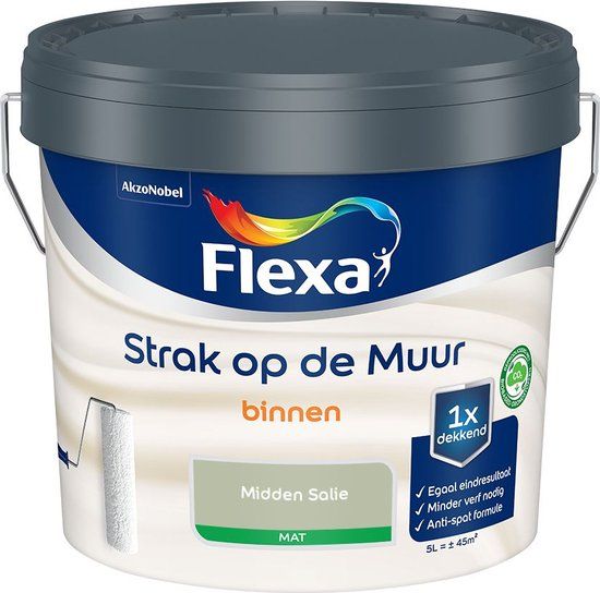 Flexa Strak op de Muur Muurverf - Midden Salie - 5 L
