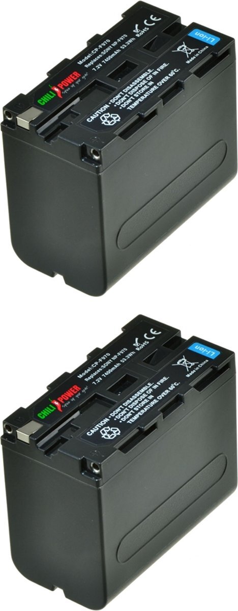 ChiliPower NP-F970 accu voor Sony - 7400mAh - 2-Pack NP-F970 accu voor Sony - 7400mAh - 2-Pack