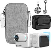 OEM Insta360 GO 3S Siliconen Camera Case Cover en Lens Cap - Screen Protector Film - Draagtas met Auto Locking Karabijnhaak en Lock - Zwart Reisdeken