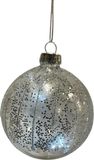 Driesprong Collection Kerstbal lijn glitter transparant/zilver 8 cm