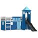 Maison Exclusive - Lit superposé avec toboggan et rideaux, bleu, 90 x 190 cm
