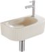 QeramiQ Fuente Fonteinset - 40x21.5x12cm - rechts - glad - halfrond - 1 kraangat - keramiek - fonteinkraan geborsteld rvs - afvoerplug - verlaagd sifon - beige