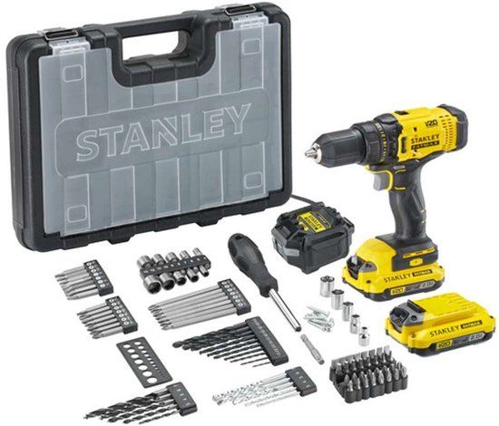 Stanley - 18V ACCU boormachine met accessoires, 2x accu 2,0 Ah Li-Ion, oplader SFMCD700D2A-QW