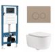 QeramiQ Dely Swirl Toiletset - inbouwreservoir Qeramiq Flush - slim zitting - kunststof taupe bedieningsplaat - ronde knoppen - mat wit