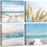 Merkloos Goodivery ® Zeestrand Wanddecoratie Set van 4 Stuks