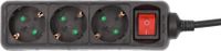 UNITEC Tafelstopcontact met stekkerschakelaar, 3-voudig, 3 m, H05VV-FG1,5 mm², zwart