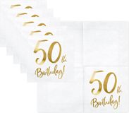 Merkloos Witte 50 Jaar leeftijd verjaardag servetjes 33 cm