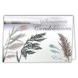 Afie 24-5004 zilveren kaart met envelop 145 x 105 mm – oprecht verdriet, moed, getuigenis, sympathie, landschap, grassen, dood, man, vrouw, rouwceremonie, begrafenis, obsques, gemaakt in Frankrijk