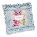 Laura Ashley 4x4 sierlijke getextureerde handgemaakte hars fotolijst met ezel en haak voor tafelblad en wanddisplay, decoratief bloemenontwerp huisdecoratie, fotogalerij, kunst, meer (4x4 poederblauw)
