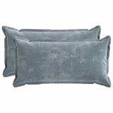 vidaXL taie d'oreiller 2 pièces bois clair bleu 40 x 80 cm tissu chenille