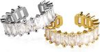Allecto Premium - Zirconia ringen set in zilver en goud met verstelbare rechthoekige stenen - voor vrouwen en meisjes - 2 stuks
