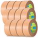 m-office Papiertape, kraftpapier, plakband voor kartonnen verpakkingen, verzending, verhuizingen en knutselwerk, verpakkingstape, bruin kraftpapier plakband (12 stuks, 72 mm x 50 m)