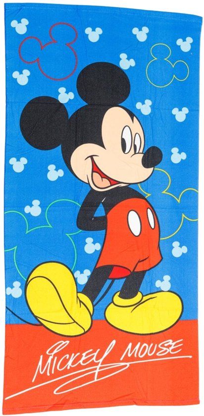 4KidsOnly AYMAX Mickey Mouse strandlaken katoen blauw/zwart/rood 70x140 cm