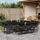Prolenta Maison Exclusive Tuinset voor buiten, 11-delig, met kussens, zwart, van polyrotan