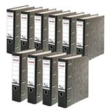 FALKEN 10 stuks Recycling dubbele Ordners Wolkenmarmer. Gemaakt in Duitsland. 7 cm breed zwart voor 2x DIN A5 liggend klassement met gelijmd rugetiket Rekeningafschriftenmap Blauwe Engel.