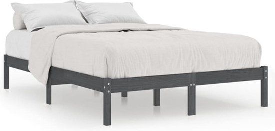 vidaXL Bedframe massief grenenhout grijs 200x200 cm