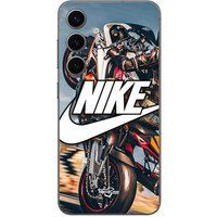 Maniacase Beschermhoes Samsung Galaxy S24 FE nike logo blanc roue moto