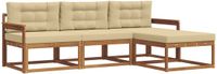 vidaXL - Acacia Hout Loungeset - Natuurlijk en Beige - 4 Persoons