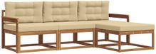 vidaXL - Salon de jardin en acacia - Naturel et beige - 4 personnes