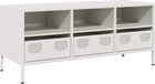vidaXL Meuble TV - 101,5x39x43,5 cm - Acier laminé à froid - Blanc