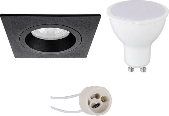 BES LED Voordeelset LED Spot Set - Pragmi Rodos Pro - GU10 Fitting - Inbouw Vierkant - Mat Zwart - 6W - Natuurlijk Wit 4200K - 93mm