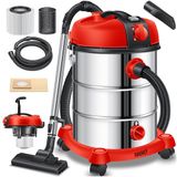 MASKO® industriële stofzuiger nat-droog roestvrij staal 2300W + stopcontact